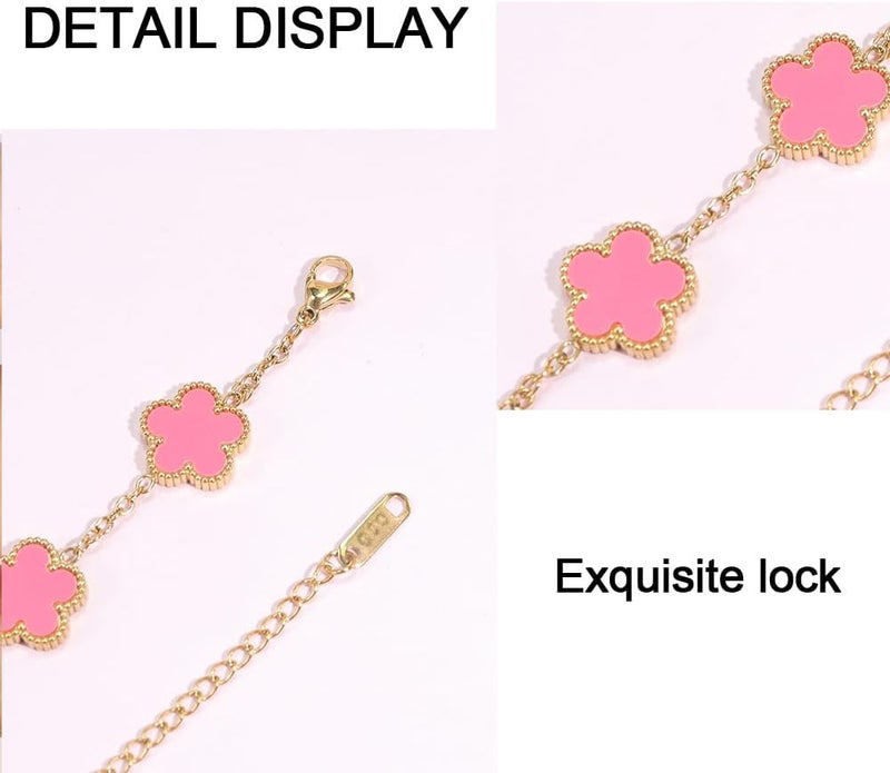 FLY FEI 18K Gold-Plated Four Leaf Clover Bracelet for Women,Adjustable lucky Bracelet Set Jewelry Gift-Hypoallergenic Charm for Birthdays, Wellness & Daily Wear - Image 3